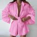 Summer Women's Casual Fashion Set Ruffled Shorts Long Sleeve Top And Bottoms Solid Color American Style_ecoleips.com