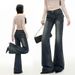 Rivet Low-waist Hot Girl Flared Jeans, 25 Autumn New American Style Elastic Versatile Slim-fit Micro-flare Denim Pants_ecoleips.com