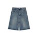Retro Hong Kong Style Women's Denim Shorts Solid Color Loose Fit Summer Trendy Outdoor Wear Five Point Popular Pants_ecoleips.com