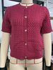 Women's Clothing Summer Short Sleeved Cardigan Short Button Round Neck Sweater_ecoleips.com