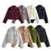 Autumn Women's Seven-Color Zipper Cropped Tweed Jacket Large Mouth Jacket Top Wholesale_ecoleips.com