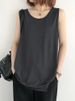 Summer Casual Loose Women's Tank Top Svel Base Layer Pure Color Outerwear Versatile Slimming Effect Polyester Fiber_ecoleips.com