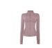 "Slim-Fit Stand Collar Yoga Jacket For Women – Long Sleeve Sports Top With Gold Zipper, Breathable & Stretchy For Running, Pilates & Gym_ecoleips.com