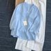Oh My Gosh! Top Quality~ Tencel Linen Blue Five-sleeve Shirt Women, Lightweight And Simple Ramie Top For Summer_ecoleips.com