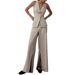 Women's Clothing Temperament Spring And Summer Thin Breathable V Neck Sleeveless Vest Trousers Slit Wide Leg Pants Suit 2 Pieces_ecoleips.com