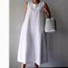 2026 Summer Solid Color Cotton Linen Sleeveless Plus Size Loose Korean Style Tank Dress, Round Neck Mid-Length Dress_ecoleips.com
