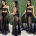 Women's Clothing Sexy Mesh Pleated Skirt Suit Chest Wrap Top Three Piece Skirt_ecoleips.com