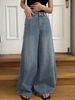 American-style Washed Wide-leg Jeans For Women, New Loose Straight Casual Pants, Slightly Oversized/European And_ecoleips.com