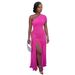 Women's Sexy Asymmetric Sleeveless Bodycon Dress With High Slit, Mesh Panel Midi Dress For Night Out_ecoleips.com