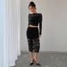 Sexy Women's Lace Jacquard Skirt Suit Semi-Transparent European And American Style Autumn/Winter New Independent Website Exclusive_ecoleips.com