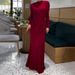 Sexy Fashion Women's round Neck Dress Slim Fit Solid Color European American Style Cross Pleated Waist Temperament Dress_ecoleips.com