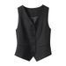 Women's Clothing Black V neck small suit vest for women_ecoleips.com