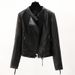 Women's Slim-Fit PU Leather Moto Jacket – Korean-Inspired Stand Collar Design | Lightweight Biker Style For Casual & Streetwear_ecoleips.com
