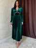 K New Elegant Retro Party Long Dress With Lace Patchwork V-neck Dress_ecoleips.com