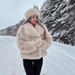 Luxury Faux Fox Fur Coat Women’s Fashion Winter Jacket With Oversized Lapel – Soft & Fluffy Faux Fur Coat, Elegant Commuter Style, Beige_ecoleips.com