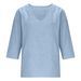 2026 Spring/Summer New Women's Casual Loose Fashion Slub Cotton Mid-Sleeve V-Neck Top_ecoleips.com