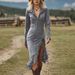 Western Cowgirl Suede Fringe Slim Fit Long Sleeve Dress – Boho Chic Streetwear With Zip Closure (Black, Dark Brown, Gray, Army Green)_ecoleips.com