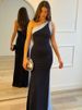 Blifanbo Diagonal Collar Ribbon Sexy Maxi Dress Women Elegant Bodycon Constrast Color Sleeveless Backless Club Party Long Dress_ecoleips.com