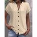 Women's Clothing Summer V Neck Short Sleeved Jacquard Tops Fashionable Casual Shirts_ecoleips.com