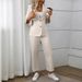 Women's Elegant Blazer & Pants Suit Set - Office To Weekend Stretch Polyester Wrinkle-Resistant Outfit (White/Blue/Lavender/Gray, S-4XL)_ecoleips.com