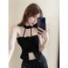 Sweet And Spicy Girl Rose Flower Halter Neck Strap Vest Women Summer New Design Slim Fit Short Top For Outerwear_ecoleips.com