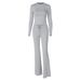 2025 Autumn Winter New Fashion Women's Clothing Fashionable Crop Top Long Sleeve Slim Fit Tie Bell Bottom Pants Sports_ecoleips.com