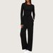 Women's Asymmetrical Design Casual Jumpsuit Long Sleeve Wide Leg Pants Multi-Occasion Sportswear Set Comfortable Stretchy Polyester Spandex Blend_ecoleips.com