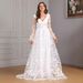 Women's Clothing Autumn And Winter New Long Sleeved V Neck Large Swing Trailing Lace Dress Wedding Dress_ecoleips.com
