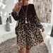 Spring And Autumn Casual Loose Leopard Print Round-Neck Dress_ecoleips.com