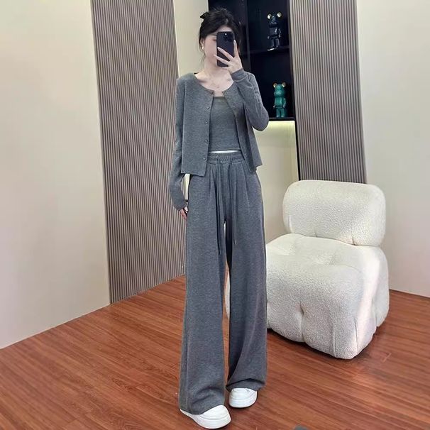European Style Women's Casual Sportswear Set Korean High-End Three Piece Early Autumn Fashion Petite Clothing_ecoleips.com