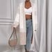 Women's Oversized V-Neck Cardigan Sweater - 2024 Trendy Longline Knit Coat With Faux Fur Accents (Beige/3 Colors, S-XL)_ecoleips.com