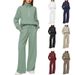 Women's Clothing Women's Two Piece Suits Oversized Half Zip Sweatshirt Wide Leg Sweatpants Casual Suit_ecoleips.com