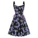 Voya Women's European And American Foreign Trade Independent Site Digital Print Lace-up O-ring Elegant Party Sexy Tank Dress_ecoleips.com