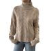 Diyun European And American Casual Solid Color Knitted Long Sleeve Sweater Women's Fashion 2025 Autumn_ecoleips.com