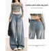 2025 Spring/Summer New Light Blue Wide-Leg Jeans For Women, Unique Design, High Waist, Slimming, Versatile, Floor-Length_ecoleips.com