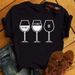 Wholesale Cross-border Women's T-shirts, New Printed Wine Glass Summer T-shirts_ecoleips.com