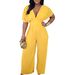 C8592 Foreign Trade 2024 New European And American Cross-Border Fashion V-Neck High-Waisted Solid Color Sexy_ecoleips.com