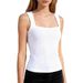 Summer 2026 Women's Square Neck Sleeveless Vest T-Shirt Comfortable Casual Simple Top For Women_ecoleips.com