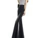 Petite High-waisted Fishtail Slim-fit Black-grey Jeans, Sexy Elastic Retro Frayed Hem Slimming Flared Pants_ecoleips.com
