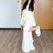 Lazy Casual Style Suit, Spring And Autumn, Loose V-Neck Suspender Top, Low-Waisted Floor-Length Feeling, Wide-Leg Culott_ecoleips.com