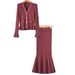 Women's Clothing Spring And Autumn Style Small V Neck Trumpet Sleeve Top Fishtail Skirt Two Piece Suit_ecoleips.com