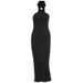 New Fashion Temperament Slimming High Neck Sleeveless Slit Dress For Ladies, Womens Elegant Commuting Party Evening Dress_ecoleips.com