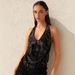 Women's Sequined V-Neck Sleeveless Halter Top Backless Fitted Summer Chic Sexy Tank Summer Street Style_ecoleips.com