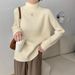girl 2025 Autumn Winter New Korean Style Lazy Loose Versatile Half Turtleneck Soft Thickened Inner Knitted Sweater For Women_ecoleips.com