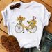 European And American Cross-border Foreign Trade Wholesale Floral Bicycle Print Round-neck Plus-size Short-sleeve_ecoleips.com