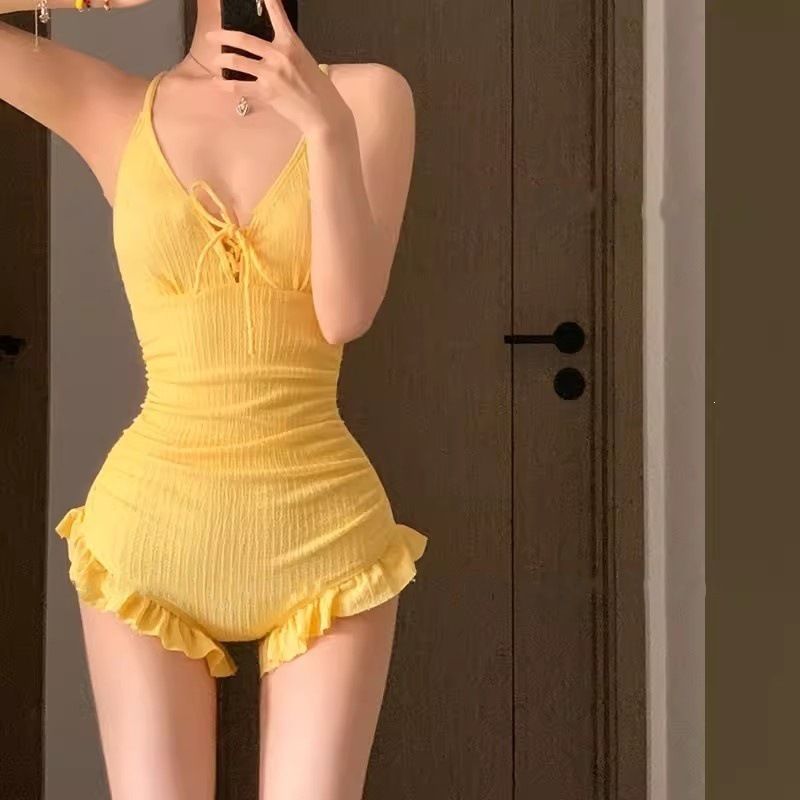 New 2026 Women's One Piece Swimsuit Slimming Conservative Long Sleeved Cover up Hot Spring Dopamine_ecoleips.com