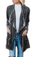 Women's Clothing Coats Casual Gold Velvet Long Windbreaker Women_ecoleips.com