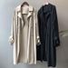 Spring Women's Trench Coat – Long Lightweight Jacket, Loose Fit, Pure Color Over Knee Coat For Office & Casual (Black, Beige, S-3XL)_ecoleips.com