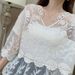 Bell-sleeve Top, Pullover Sun Protection Outerwear, Women's Spring-summer White Mesh Lace Short Chiffon Shirt_ecoleips.com