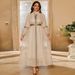 Women's Clothing Embroidery Trumpet Sleeve Pullover Elegant Long Skirt_ecoleips.com